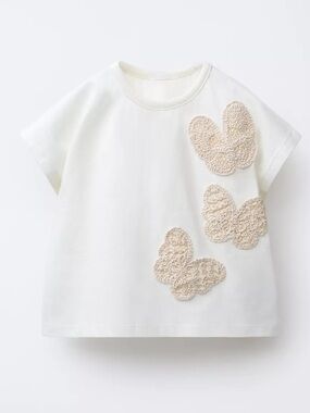 Zara butterfly appliqué tee sz 6 kids